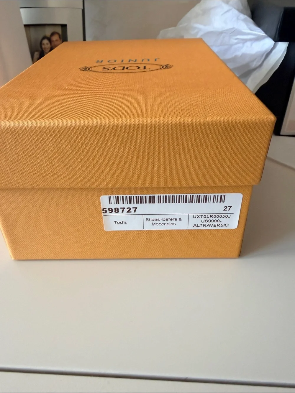Tod’s Junior Leather Moccasins in Navy Blue size 27 NEW